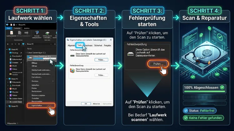 Festplatte auf Fehler prüfen: So geht es einfach