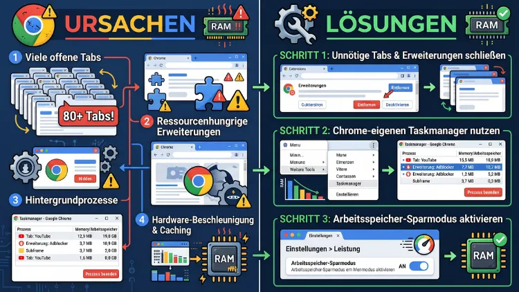 Google Chrome: Hohe RAM-Auslastung – Ursachen & Lösungen