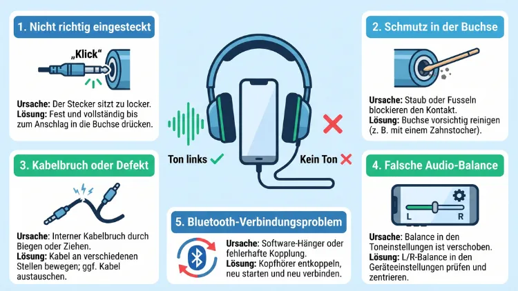 Kopfhörer-Ton nur links – Ursachen & Lösungen