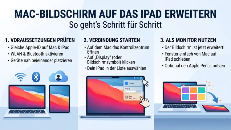 Mac: Bildschirm auf das iPad erweitern – so geht’s