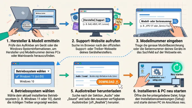 Neuesten Audiotreiber vom Gerätehersteller holen – so geht’s