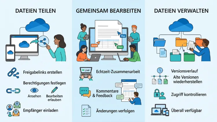 OneDrive-Zusammenarbeit: Dateien teilen, bearbeiten & verwalten