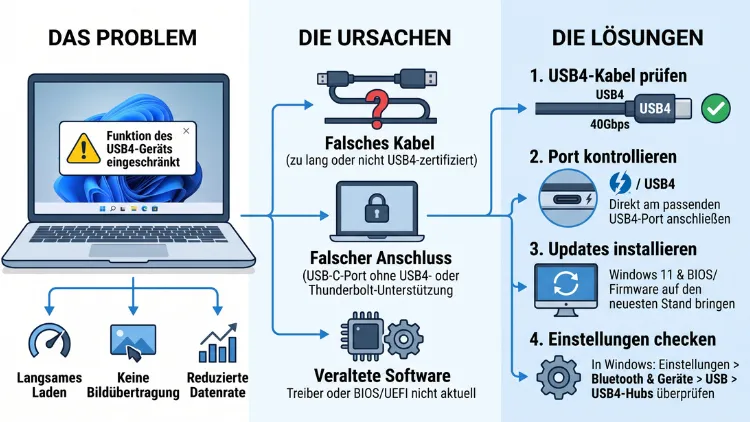 Windows 11: Funktion des USB4-Geräts eingeschränkt – Lösungen