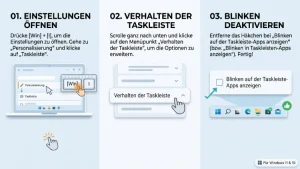 Windows 11/10: App-Blinken in der Taskleiste abschalten – so geht’s