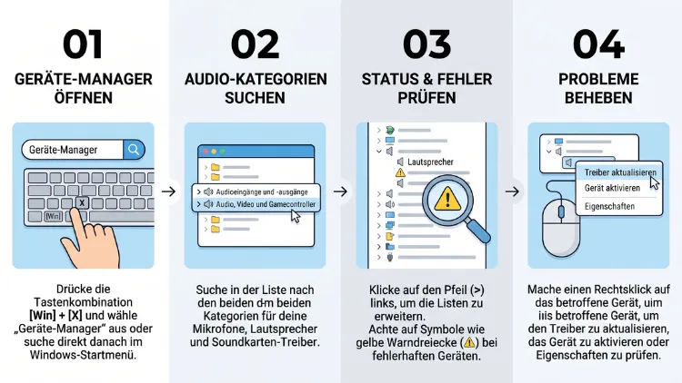 Windows 11/10: Audiogeräte im Geräte-Manager prüfen – so geht’s