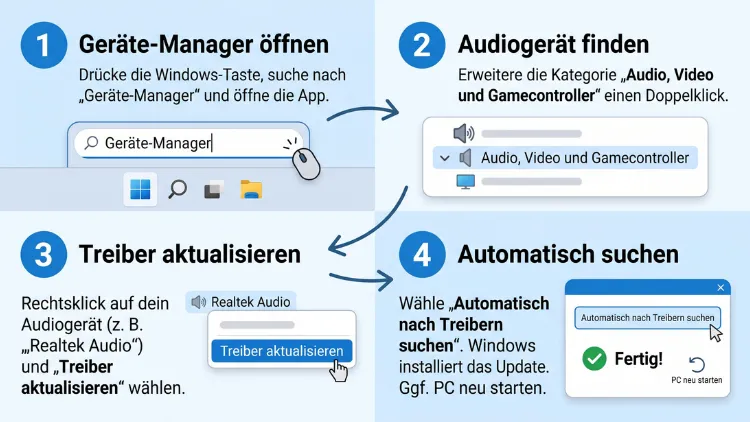 Windows 11/10: Audiotreiber über den Geräte-Manager aktualisieren