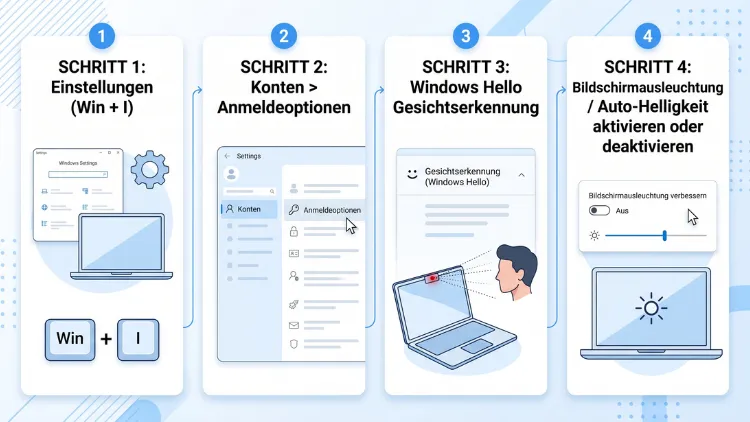 Windows 11/10: Auto-Helligkeit bei Gesichtserkennung ein/aus