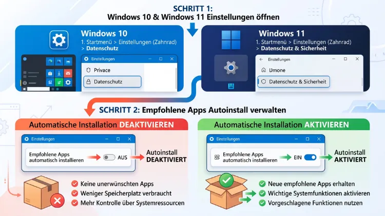 Windows 11/10: Autoinstall empfohlener Apps (de)aktivieren