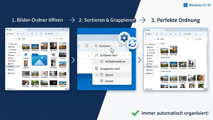 Windows 11/10: Bilder-Ordner automatisch sortieren – so geht’s
