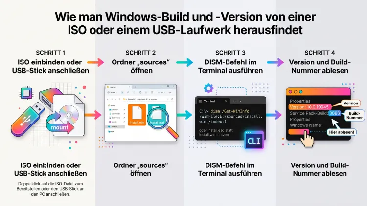 Windows 11/10: Build & Version von Installations-ISO/USB finden