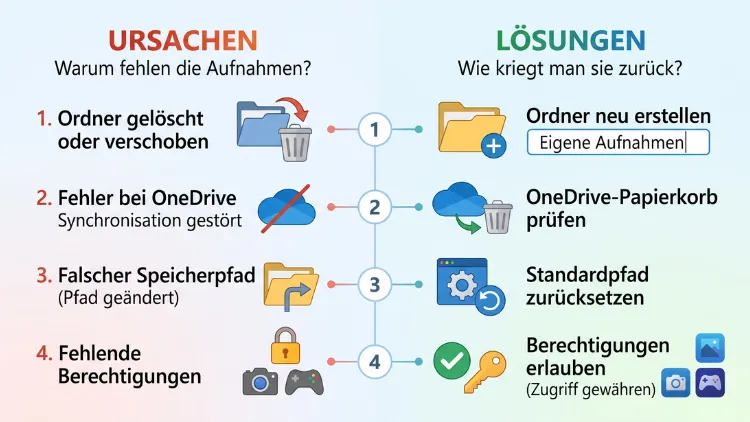 Windows 11/10: Eigene Aufnahmen fehlen – Ursachen & Lösungen
