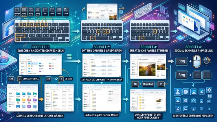 Windows 11/10: Explorer-Ansicht per Shortcuts ändern – so geht’s