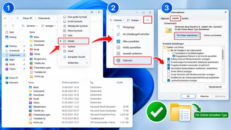 Windows 11/10: Explorer behält Ansicht „Details“ nicht – Lösung