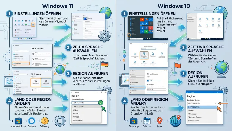 Windows 11/10: Land oder Region (Heimatort) ändern – so geht’s