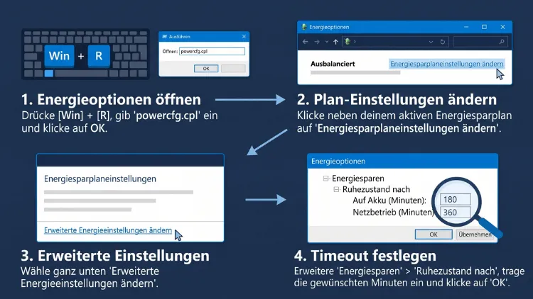 Windows 11/10: Leerlauftimeout für Ruhezustand – so geht’s