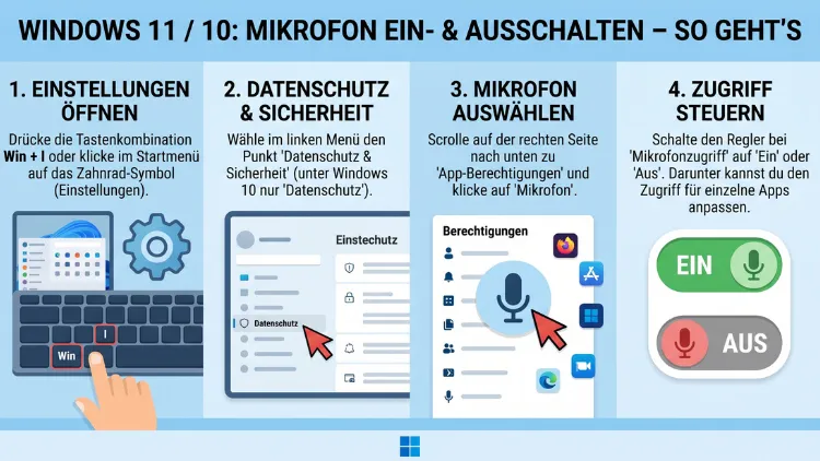 Windows 11/10: Mikrofon einschalten und ausschalten – so geht’s