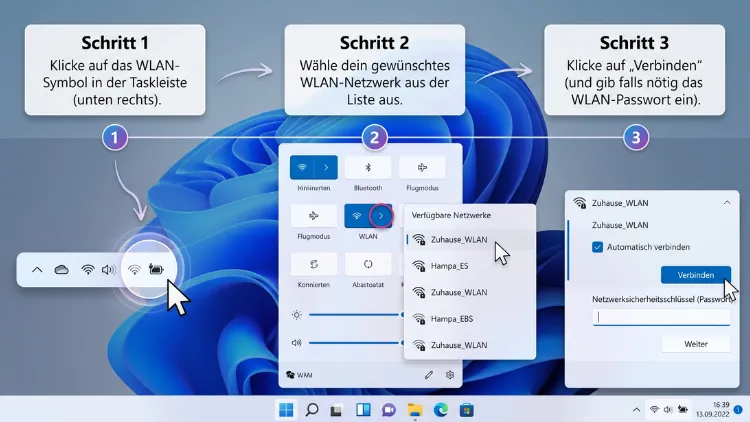 Windows 11/10: Mit drahtlosen Netzwerk verbinden – so geht’s