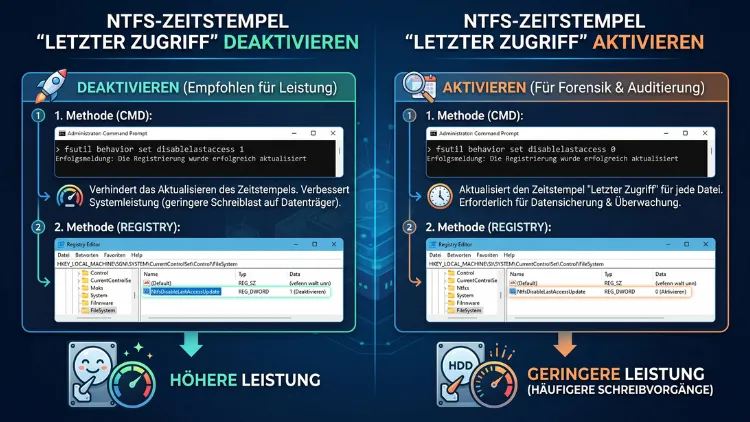 Windows 11/10: NTFS-Zeitstempel für letzten Zugriff (de)aktivieren