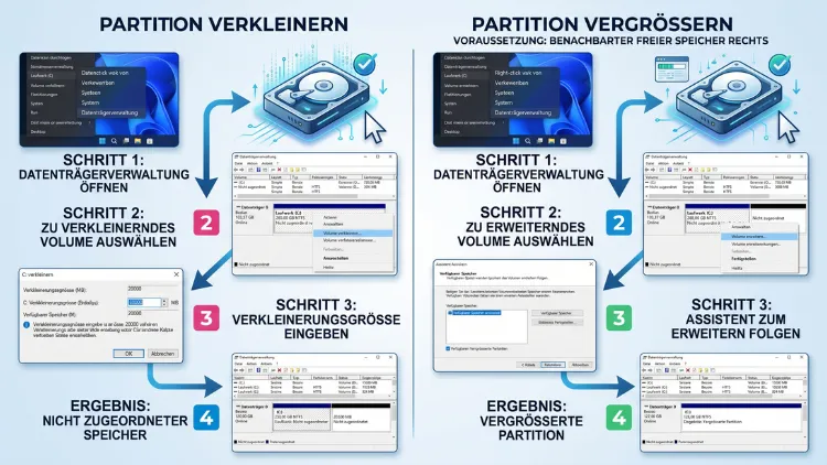 Windows 11/10: Partition vergrößern & verkleinern – so geht’s