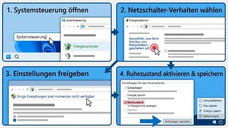 Windows 11/10: Ruhezustand zum Energiemenü hinzufügen – so geht’s