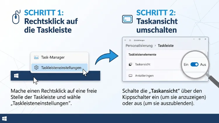 Windows 11/10: Schaltfläche „Vorgangsansicht einblenden/ausblenden“