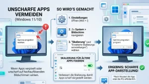 Windows 11/10: Skalierung für unscharfe Apps fixieren – ein-/ausschalten