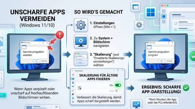 Windows 11/10: Skalierung für unscharfe Apps fixieren – ein-/ausschalten