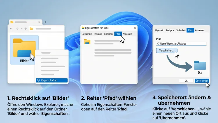 Windows 11/10: Speicherort des Bilder-Ordners ändern – so geht’s