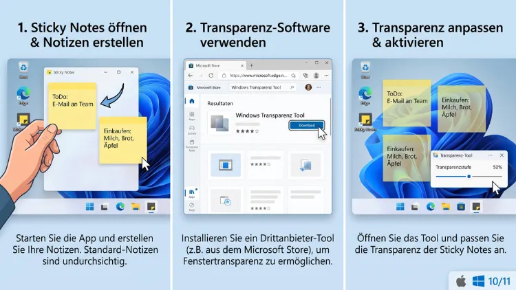 Windows 11/10: Sticky Notes transparent machen – so geht’s