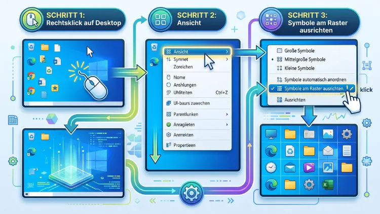 Windows 11/10: Symbole am Raster ausrichten (de)aktivieren