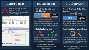 Windows 11/10: Volume erweitern ausgegraut – Ursachen & Hilfe