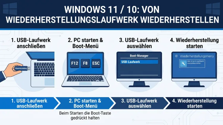 Windows 11/10: Von Wiederherstellungslaufwerk wiederherstellen