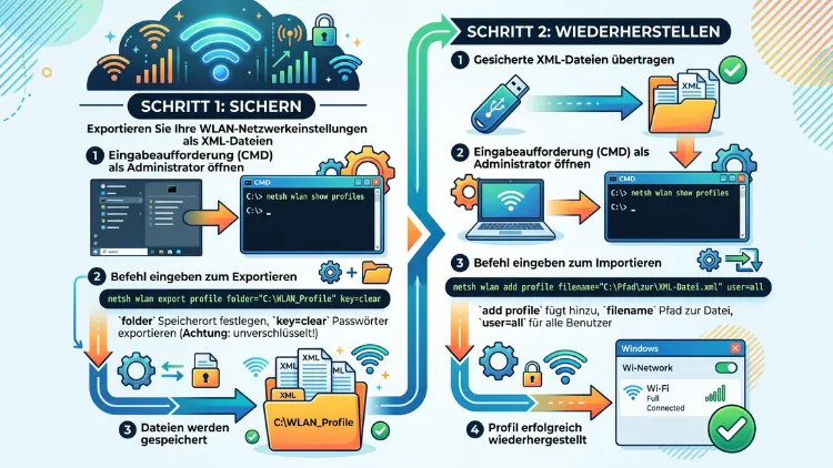 Windows 11/10: WLAN-Profile sichern & wiederherstellen