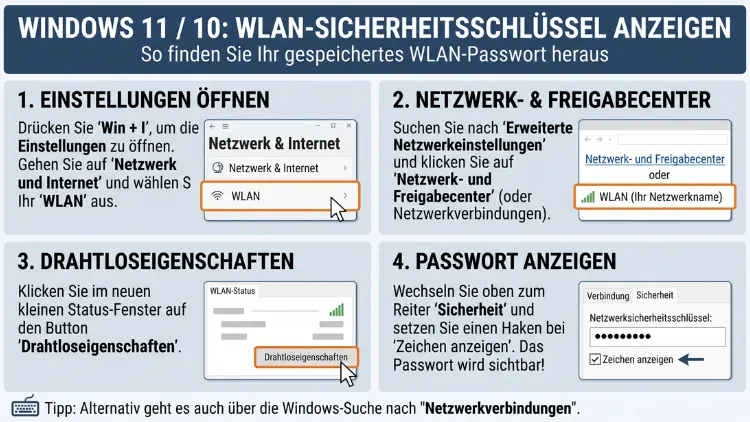 Windows 11/10: WLAN-Sicherheitsschlüssel anzeigen – so geht’s