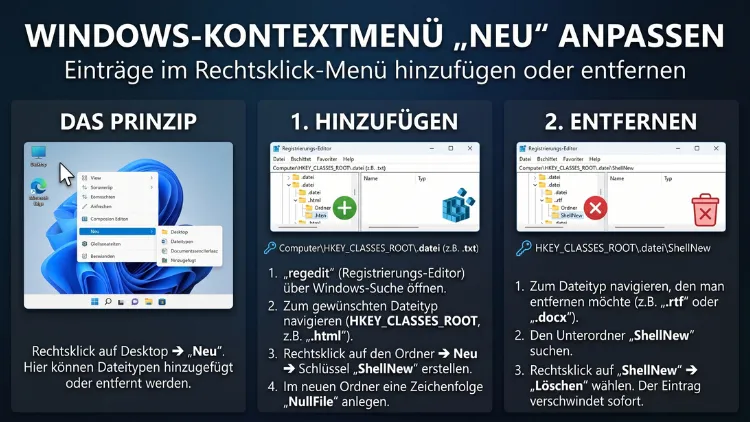 Windows: Kontextmenü „Neu“ hinzufügen/entfernen – so geht’s
