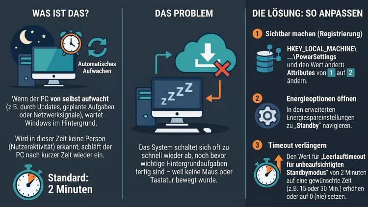 Windows: Leerlauftimeout für unbeaufsichtigten Standbymodus