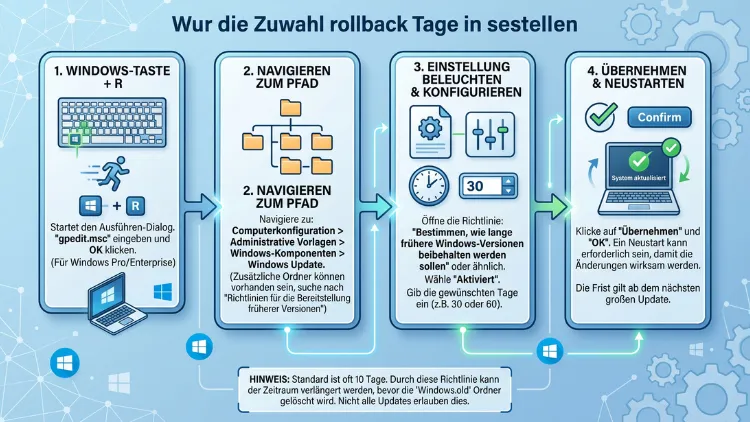 Windows: Rückkehrtage zur Vorversion festlegen – so geht’s