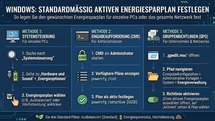 Windows: Standardmäßig aktiven Energiesparplan festlegen