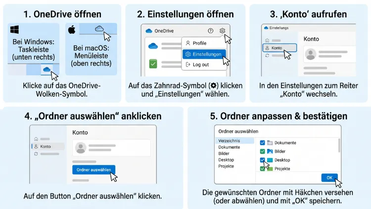 Windows & macOS: OneDrive-Ordner zum Synchronisieren auswählen