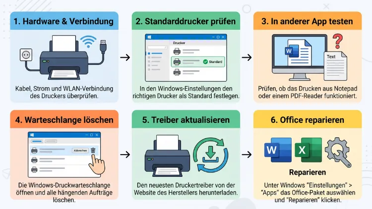 Word, Excel oder andere Apps: Druckprobleme beheben – so geht’s